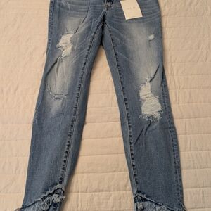 KanCan Light Blue Distressed Straight Leg Jeans Size 9